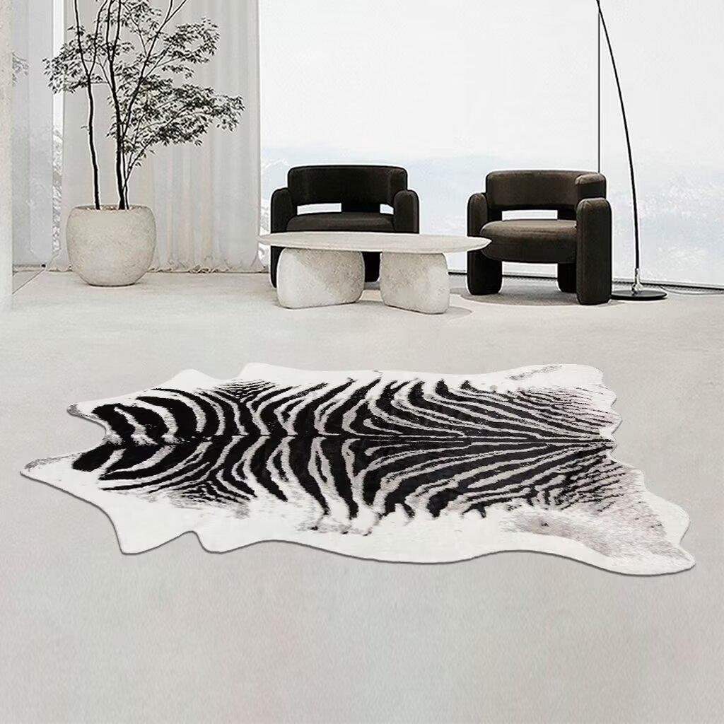 Plush Animal Printed Carpet Rugs for Home Living Room Vivid Leopard Skin Printed Anti Slip Bedroom Bedside Floor Mats Area Rugs