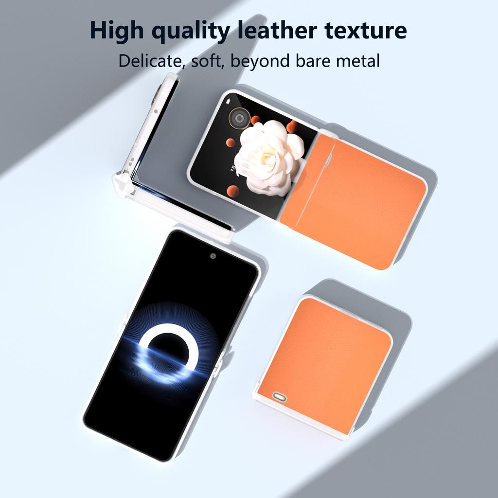 For Honor Magic V Flip 5G Case Hinge Protection Leather+PC Phone Cover Matte Edge