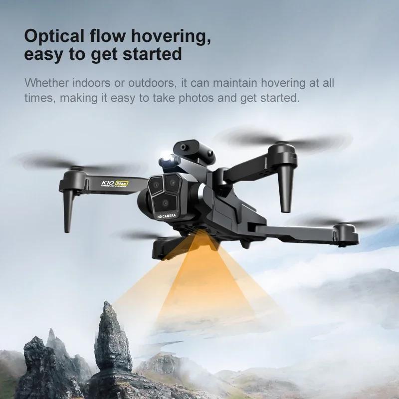 K10 MAX Rc Drone 8K Professional Wide Angle Triple HD Camera Foldable Helicopter Obstacle Avoidance Height Helicopters Toy Gifts