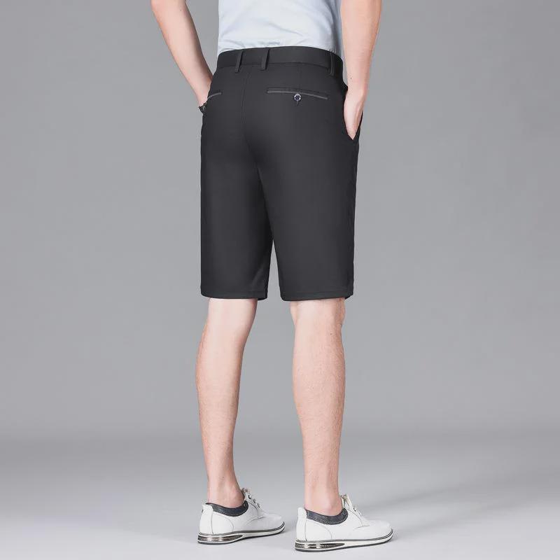 Men's Black Non-Iron Stretch Casual Shorts - All-Season, Anti-Wrinkle, Straight Fit, Sports Style