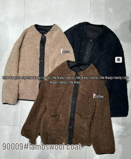 

Зимнее пальто Сяо Вана в корейском стиле, свободного кроя, больших размеров, из искусственной овчины, с круглым вырезом One Size кофейный