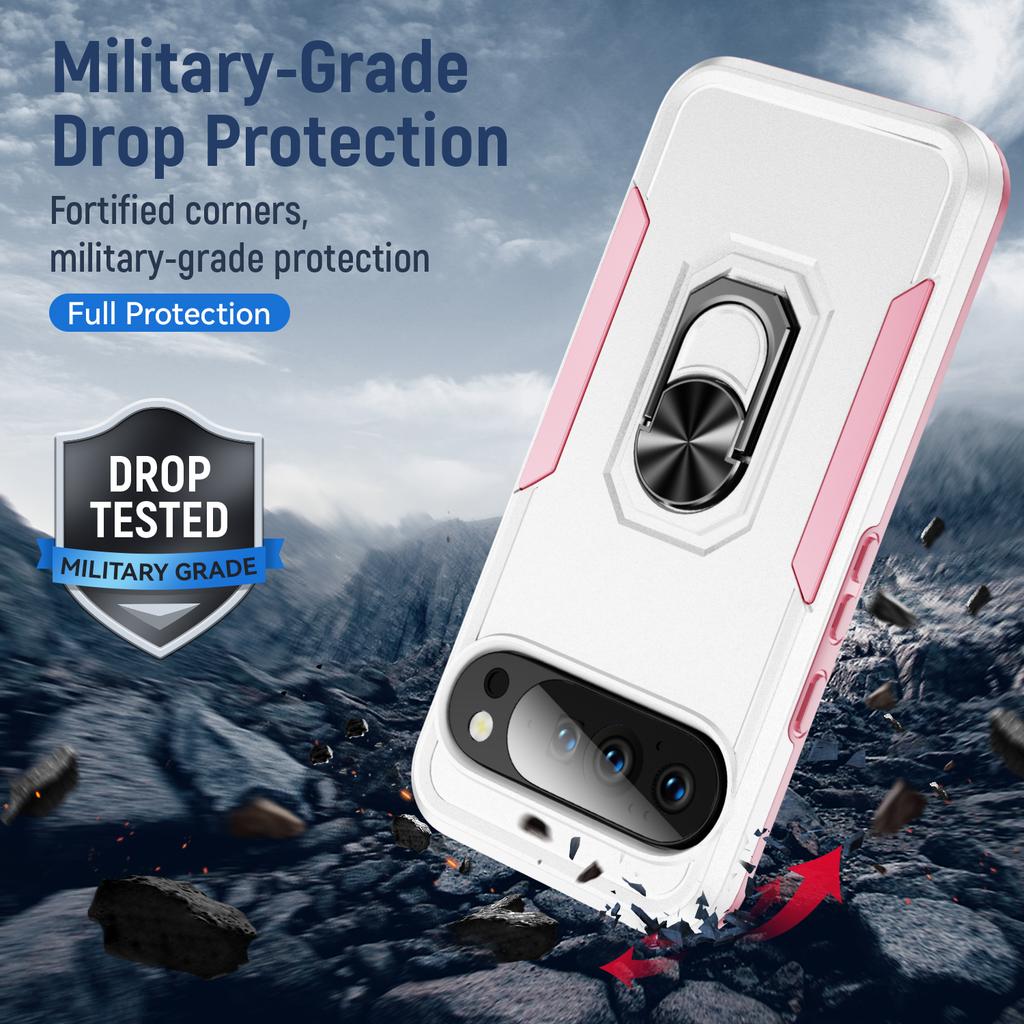 For Google Pixel 10/10 Pro Case Military Grade Ring Kickstand PC+TPU Phone Cover