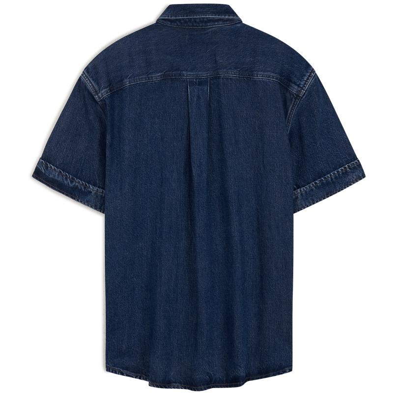 Calvin Klein Ck Lyocell Blend Vintage Casual Short Sleeve Denim Shirt Men shirts Denim-Blue 4RB954G