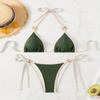1011 New European and American Lace-up Color Matching Bikini Swimsuit Women's Hot Spring Pure Desire Bikini Beach Swimsuit