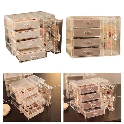 Portable Clear Jewelry Organizers With 5 Drawers and 20 Clear Bags Accessory for Earrings Rings And Small Accessories