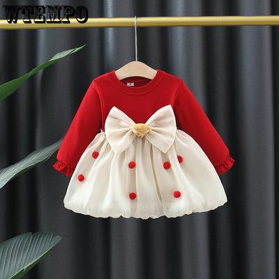 Children's Long Sleeved Spring and Autumn Girls' Mesh Princess Dress Patchwork Baby Girl Dress