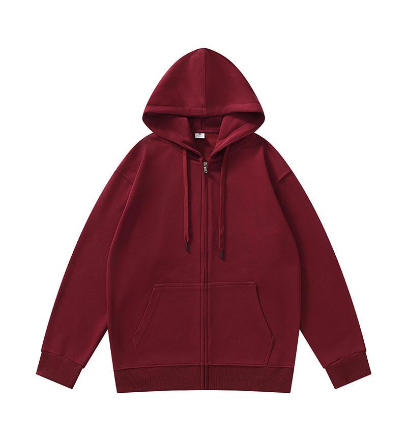 Unisex Loose Fit Zipper Hooded Cardigan Sweatshirt - Solid Color Casual Outerwear