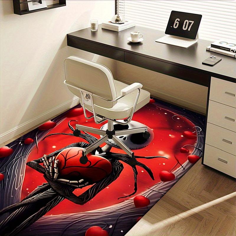 Office Rug Jack Skellington, Heart Theme 3D Printed Anti-Slip Rug-Machine Washable for Living Room