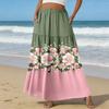 Women's Casual High Waist Drawstring A-line Skirt Color Skirt With Pockets