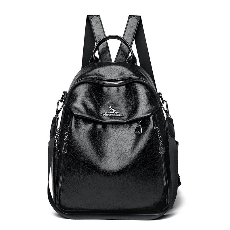 Fashionable and Casual Soft Leather Bag Light Lady Travel Backpack College Student Schoolbag Backpack