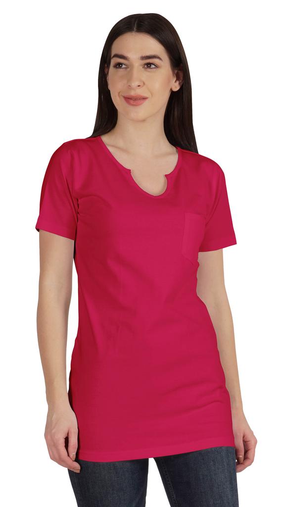 Inkmeso Long Length Notch Neck Top For Women Basic Cotton Tee Shirt w  Pocket Patch Legging