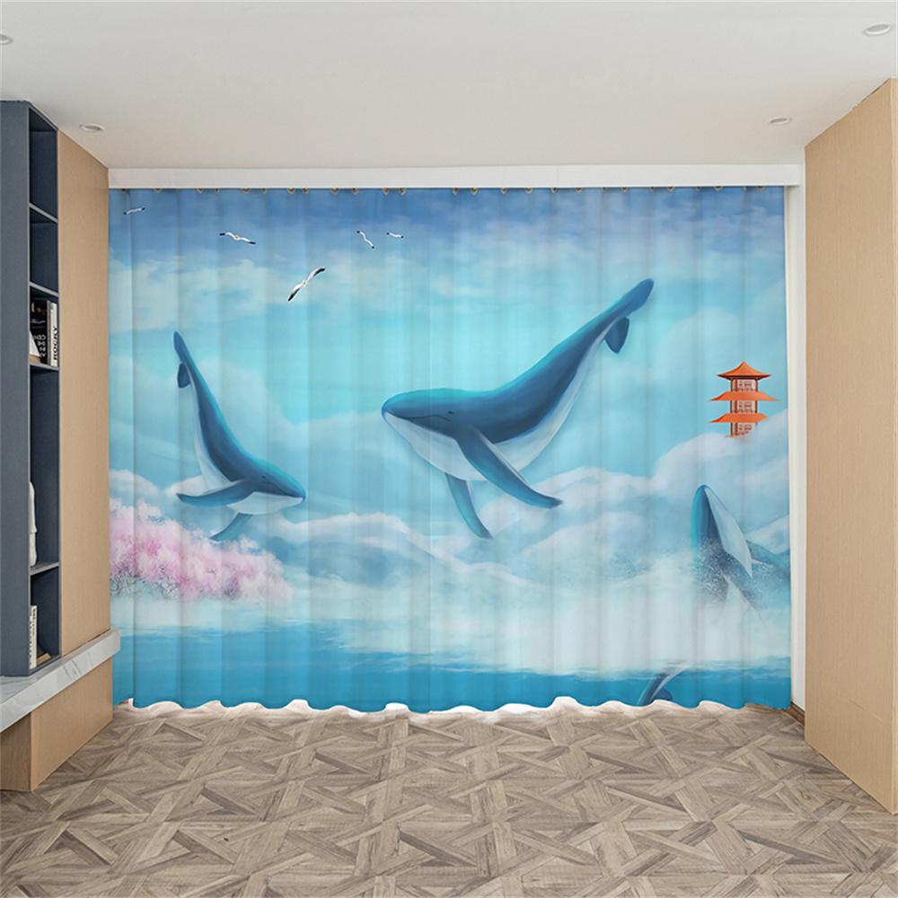 

Cartoon Whale Cetacean Animal Ocean Rainbow Kids Window Curtains Blinds for Living Room Bedroom Kitchen Door Home Decor 2Pieces W50 X H130(CM)X2&Hook