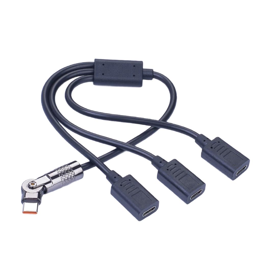 USB C 1 Male to 3 Female Splitter Data Transfer Charging 180 Degree Rotation Extender Splitter Cable for Smartphone
