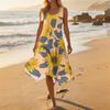 Women's Casual Sleeveless Floral Print Dress Round Neck Asymmetric Hem Mid-Length Summer Dress Lightweight Comfortable