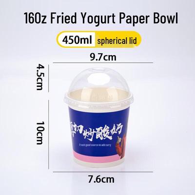 Handun Disposable Paper Fried Yogurt Bowls with Lids