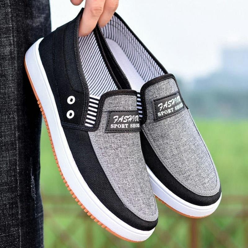 beef tendon sole spring and summer cloth shoes soft sole comfortable men s canvas shoes flat sole casual non-slip low-top versatile board shoes 39
