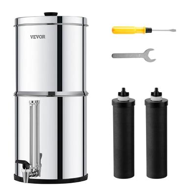 Gravity-fed Water Filter System, 2.25G 304 Stainless-Steel Countertop System, Water Filtration System, Reduces Lead and Up To 99% of Chlorine