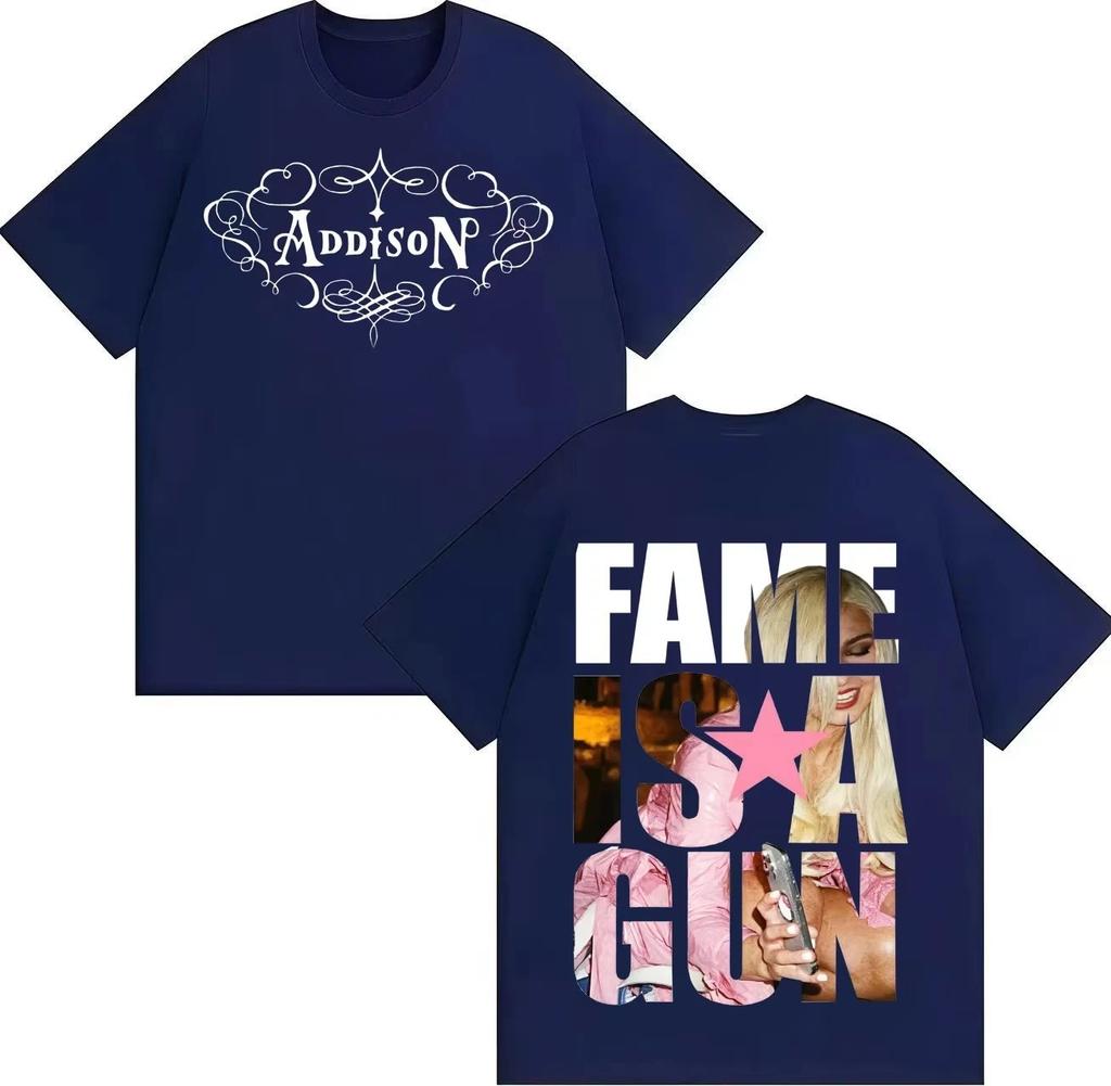 Cotton Crewneck Y2K Short Sleeve Tee Singer Addison Rae T Shirt Hipster Unisex Women Gothic Music TShirt Hip Hop Unisex Shirt
