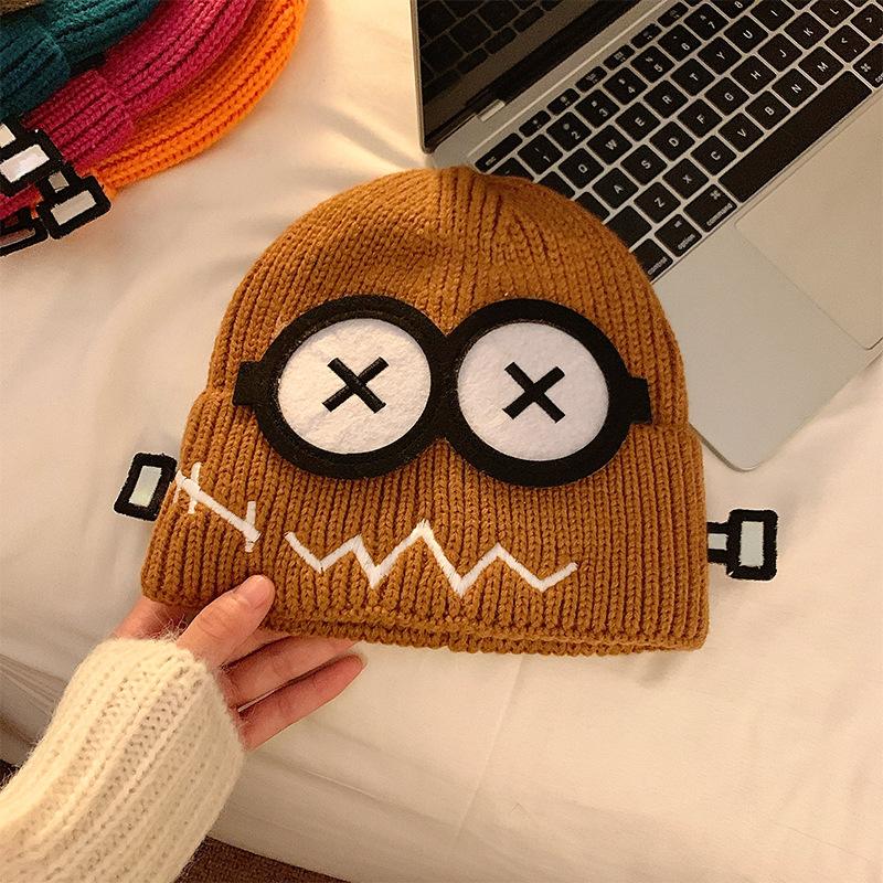 

Funny and Cute Knitted Woolen Hat for Women Autumn and Winter Warm Cartoon Warm and Cold Ear Protection Hat Student Head Cap M（56-58cm）