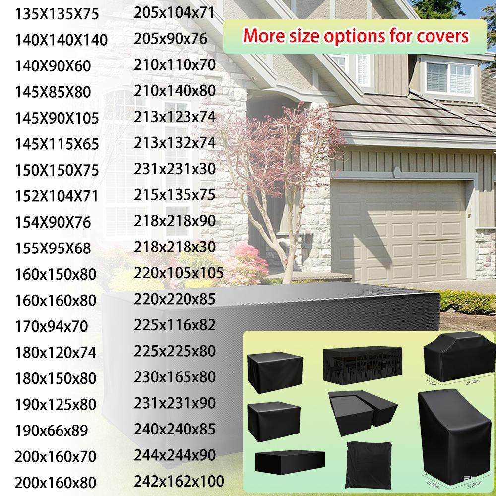 

Multi-Size Universal Size Patio Cover Tear-Resistant Dust Cover Outdoor Square Table and Chair Protector 90x90x90cm серебряный