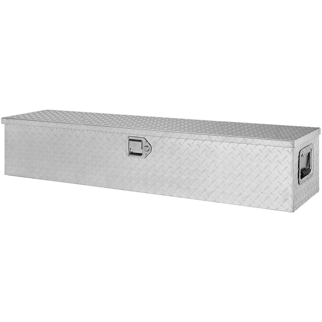 Robuste Aluminium-Ladeflächen-Werkzeugkiste, Werkzeugkiste mit Riffelblech, Seitengriff und Schlüsseln, Aufbewahrungs-Werkzeugkiste Organizer für Pickups, LKW