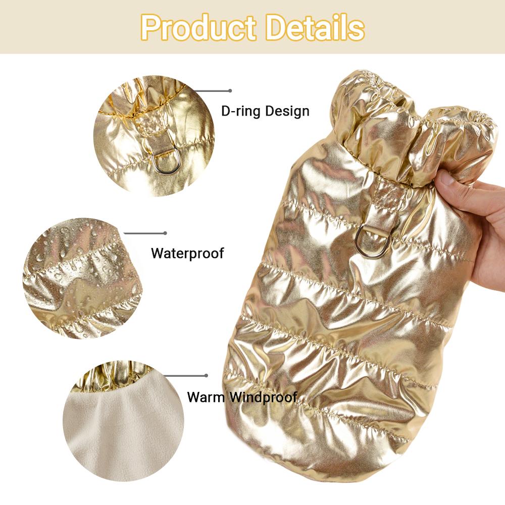 Waterproof Puppy Jacket Coat With D-ring Winter Warm Fleece Dog Clothes For Small Medium Dogs Cats Yorkie French Bulldog Outfits