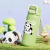 Edelstahl Thermosbecher Niedlicher Panda mit Strohhalm Wasserbecher für Kinder und Schüler Doppelter elastischer Deckel Trendiger Sport-Wasserbecher