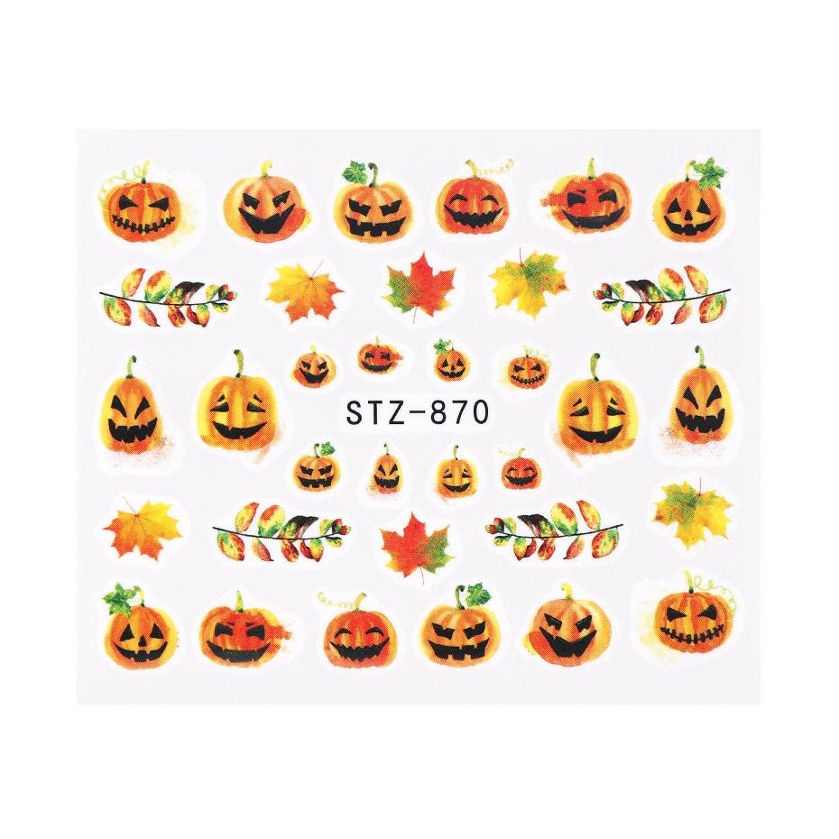 1 лист осень золото наклейки дизайн наклейка для ногтей кленовый лист вода перенос ногтей искусство наклейка осенние листья ногти маникюр инструмент STZ-870