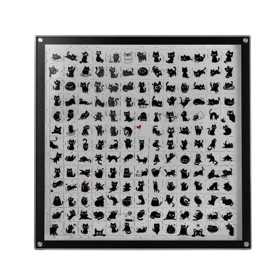 Home Decor Cat Puzzle Acrylic Puzzle, Transparent DIY Jigsaw Art with Black Poses, Decorative Cute Kitten Design Assembled Frame for Desk 1pc