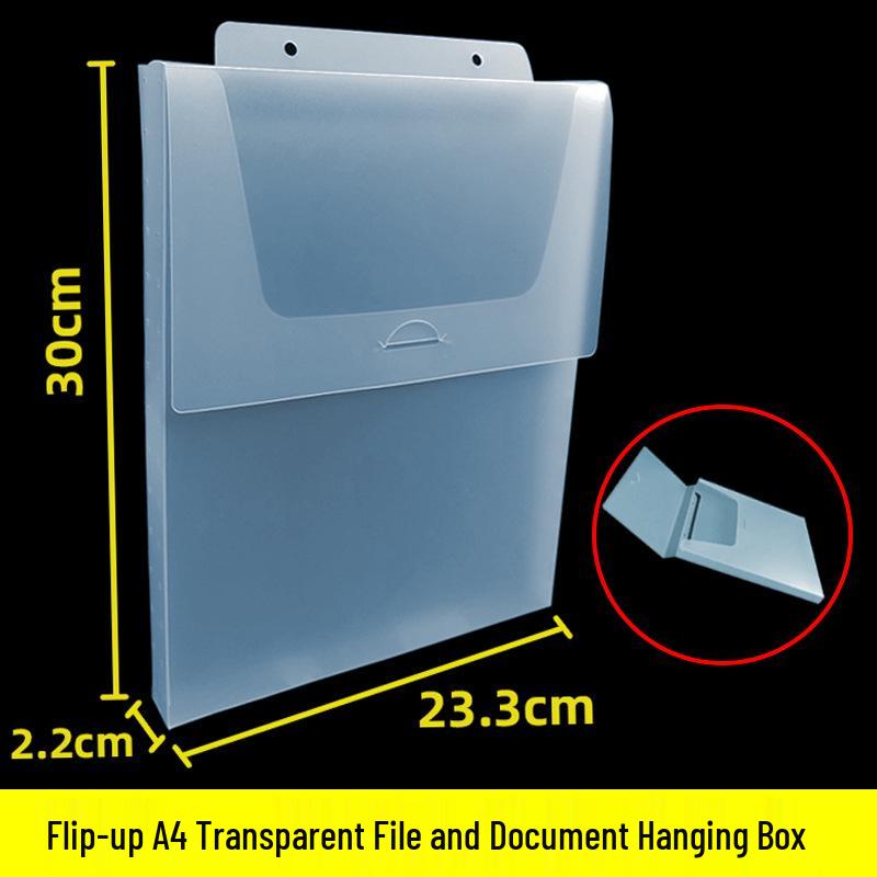 A4 Hanging File Box & Display Board: Flip-top Transparent Storage for Documents & Stationery