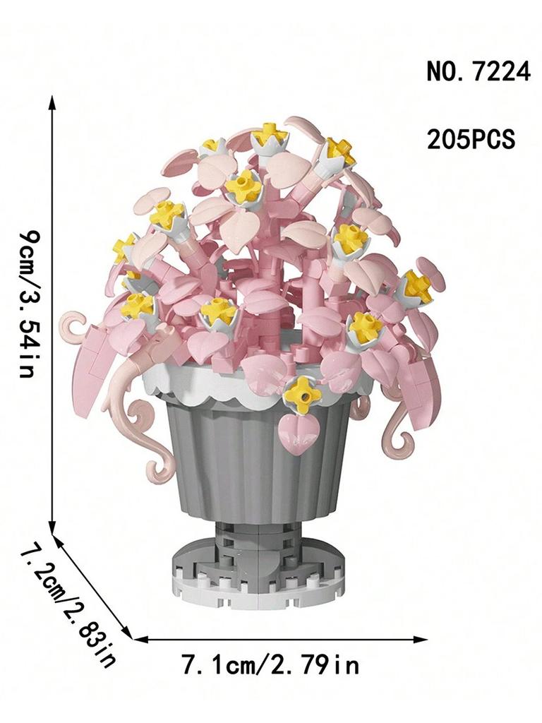 12 styles of adult granular flower pot building blocks, simulated bouquet assembly model toys, decorative and collectible gifts