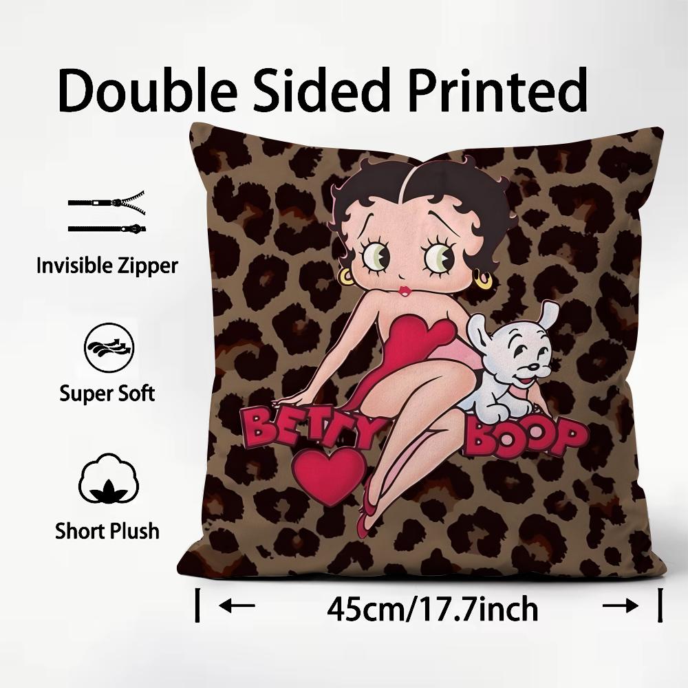 

BBetty BoopP Fashion Cushion Cover Plush Fabric Soft DoubleSided Printed Sofa Warm Winter Home Child Gift Pillow Case 30x30cm