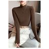 Half High Neck Double-sided German Velvet Base Shirt for Women , with Solid Color and Thick Velvet Inside, Warm Long Sleeved Top