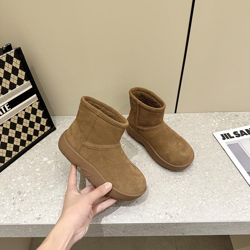 Damen Wasserdichte Echtleder Schneestiefel 2024 - Dicke Sohle & Plüschfutter für den Winter