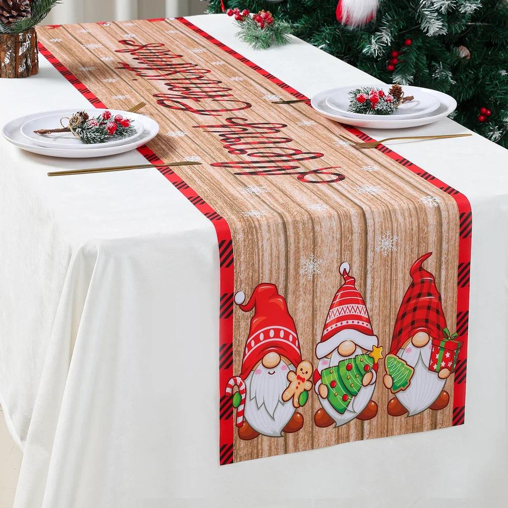 Christmas Table Runner Christmas Party Decoration 2025 Xmas Santa Claus Snowman Table Runner Navidad Natal New Year Gift 2026
