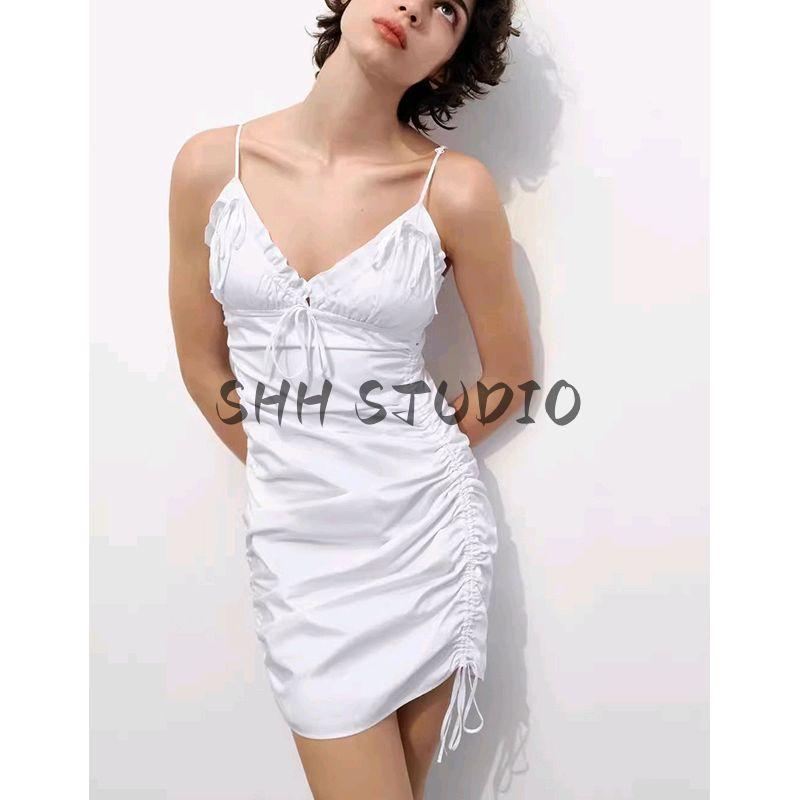Summer New Product Women's Clothes French Style Design Bowknot Decoration Pleated Trench Coat Fabric Dress 3152326