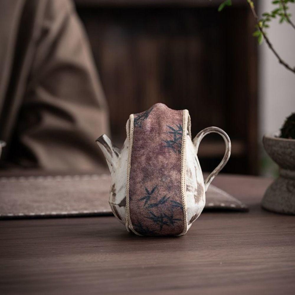 Anti-Drop Teapot Cover Cloth Suede Teapot Carrying Cover Retro Tea Accessories Tea Ceremony