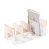 Clear Book Stand & Divider: 4-Grid Desktop File Rack with Clip
