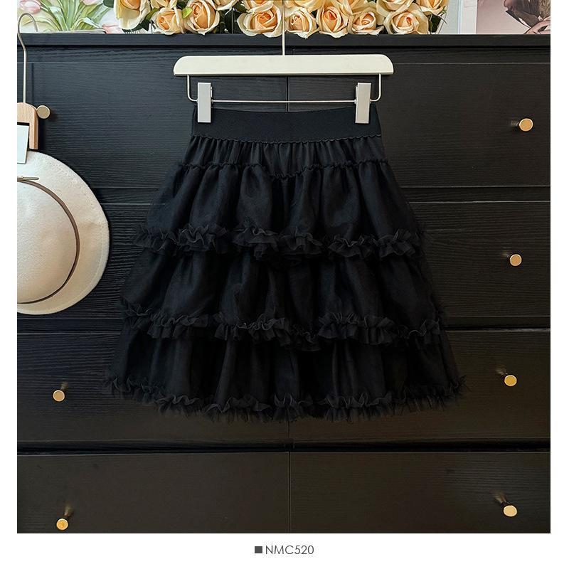 

Пышная юбка-торт с французским грибком, женская, осень 2025, новая, с высокой талией, тонкая плиссированная юбка-штрих one size fits all