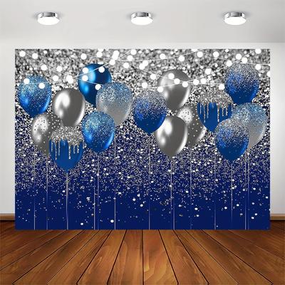 Royal Blue Glitter Backdrop For Birthday Wedding Prom Graduation Photography Background Party Blue Balloon Photoshoot Photobooth