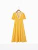 2025 Autumn/Winter Women's Lace Patchwork Polka Dot Short-Sleeve Dress