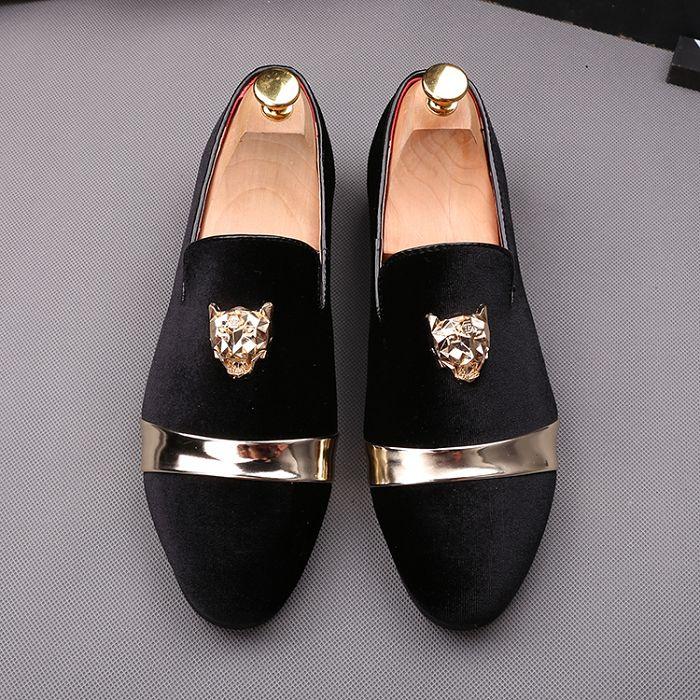 

Мужские модные лоферы с вышивкой, мужские повседневные уличные мокасины для вождения, молодежные модные вечерние туфли на плоской подошве 8.5 чёрный