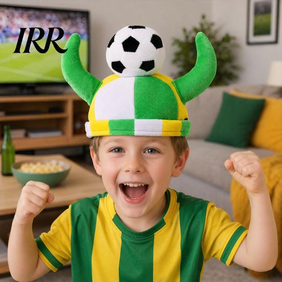 Photogenic Soccer Accessory Horn Hat, Funny Sports Themed Cheering Cap, Plush Eye-catching Football Hat Fan Headwear for Concerts, Game Day,