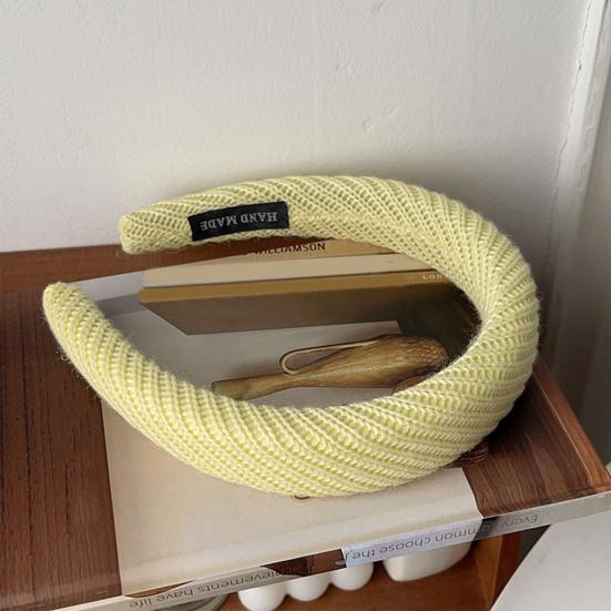 Women Headband Wide Brim Anti-Slip Waffle Sponge Filling Handmade Knitting Hair Hoop Autumn Winter Hair Accessory
