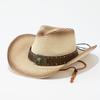 European and American straw hat sunshade upturned brim hat children's outdoor fashion western cowboy hat men's casual retro sunscreen hat