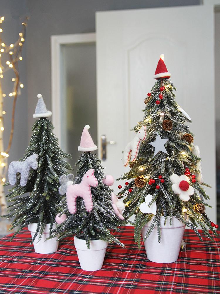 Creative White Basin Small Christmas Tree Simulation Tree Diy Home Small Potted Christmas Gift Desktop Mini Ornament Decoration