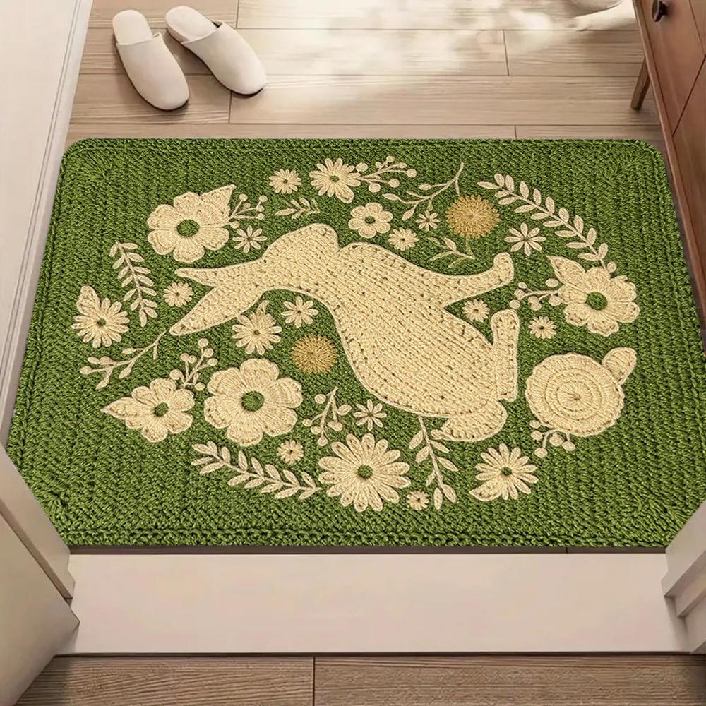 Cute Rabbit Easter Pattern Carpet Mat Rug Soft Non Slip Floor Mat for Living Room Bedroom Home Decoration Welcome Mat