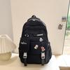 Female Color Block Backpack Student Campus Schoolbag Male Large Capacity Backpack with Coin Purse