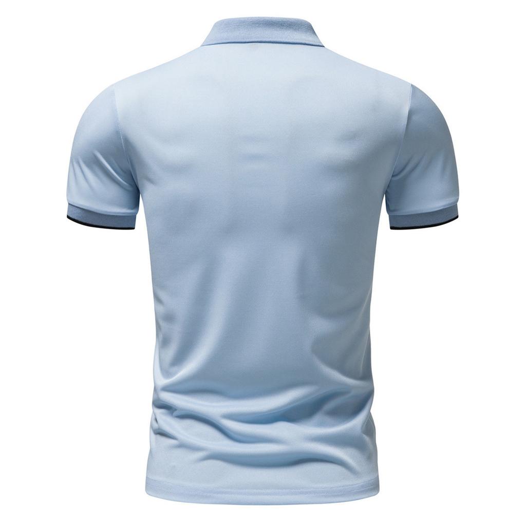 Men's Summer Fashion Striped Short Sleeve T-Shirt Lapel Button Top