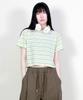 Deumakeu Multi-Stripe Crop Short Sleeve T-Shirt Yallo